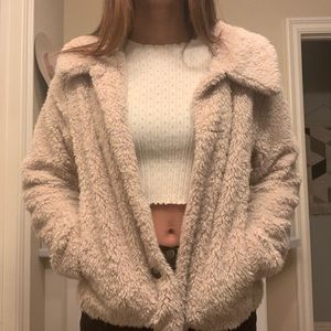 Cream teddy jacket.